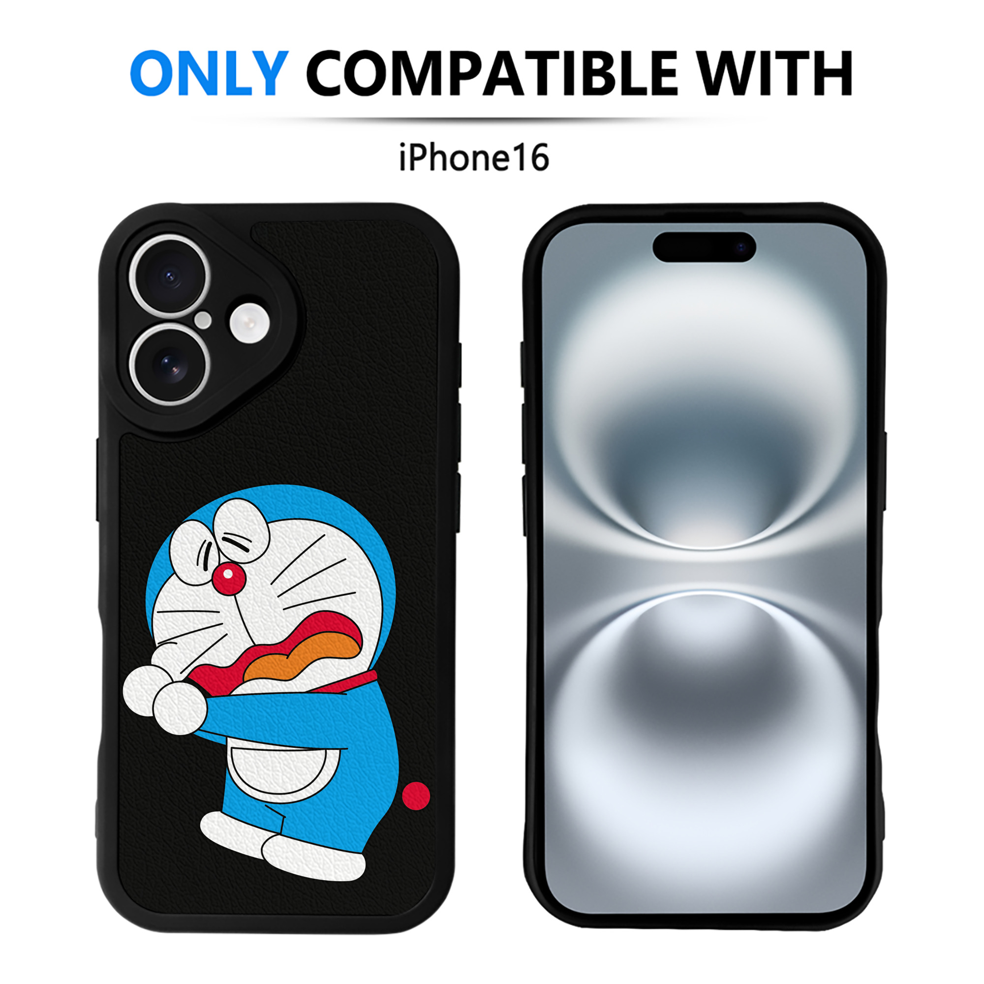 （画像用） ドラえもん Doraemon 【iPhone 16シリーズ対応】シリコンスマホケース（レザー調） 材質：シリコン